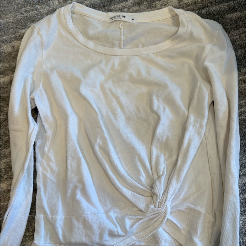 Stateside Cream Twist Detail Long Sleeve Top